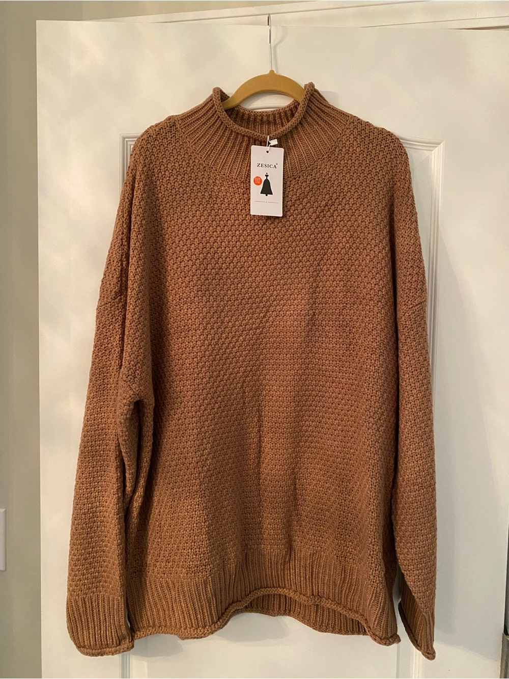 Zesica Women's Brown Turtleneck Sweater - Cozy Knit Pullover